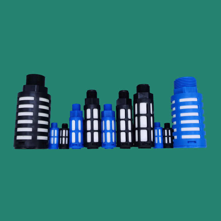 Pneumatic Components1/8 1/4 3/8 1/2 3/4 BSP Male Thread Plastic silencer Pneumatic Black blue Air Quick Exhaust Muffler