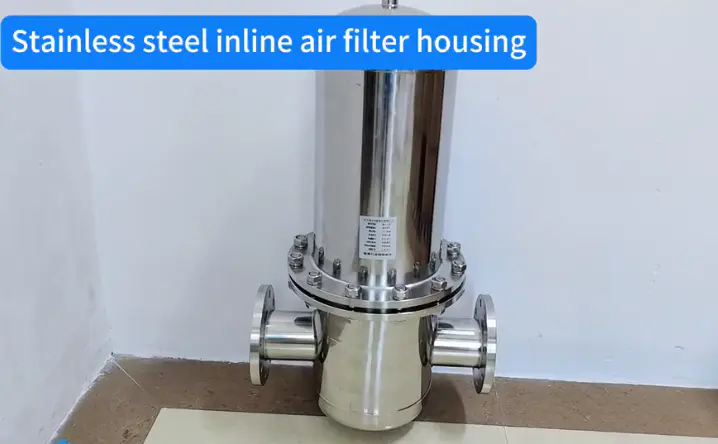 Stainless steel inline air filter housing