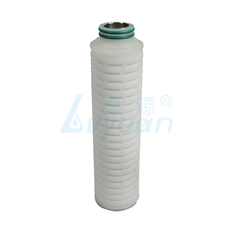 PTFE membrane pleated water filter cartridge with internal stainless steel reinforcing ring